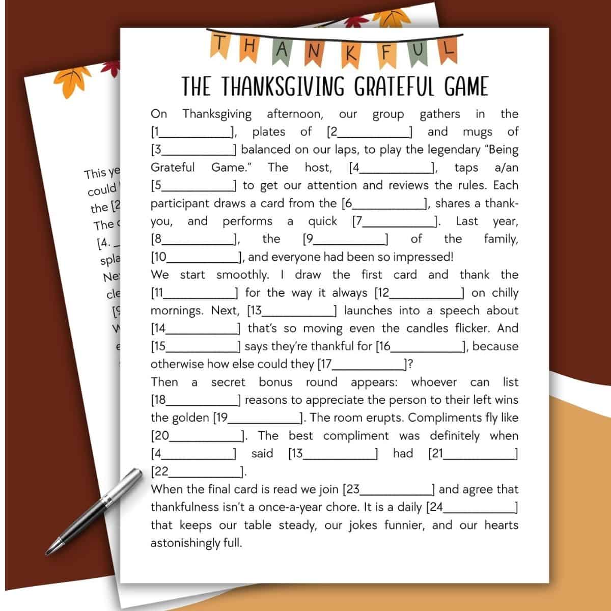 printable thanksgiving mad lib style bundle - love & laugh games